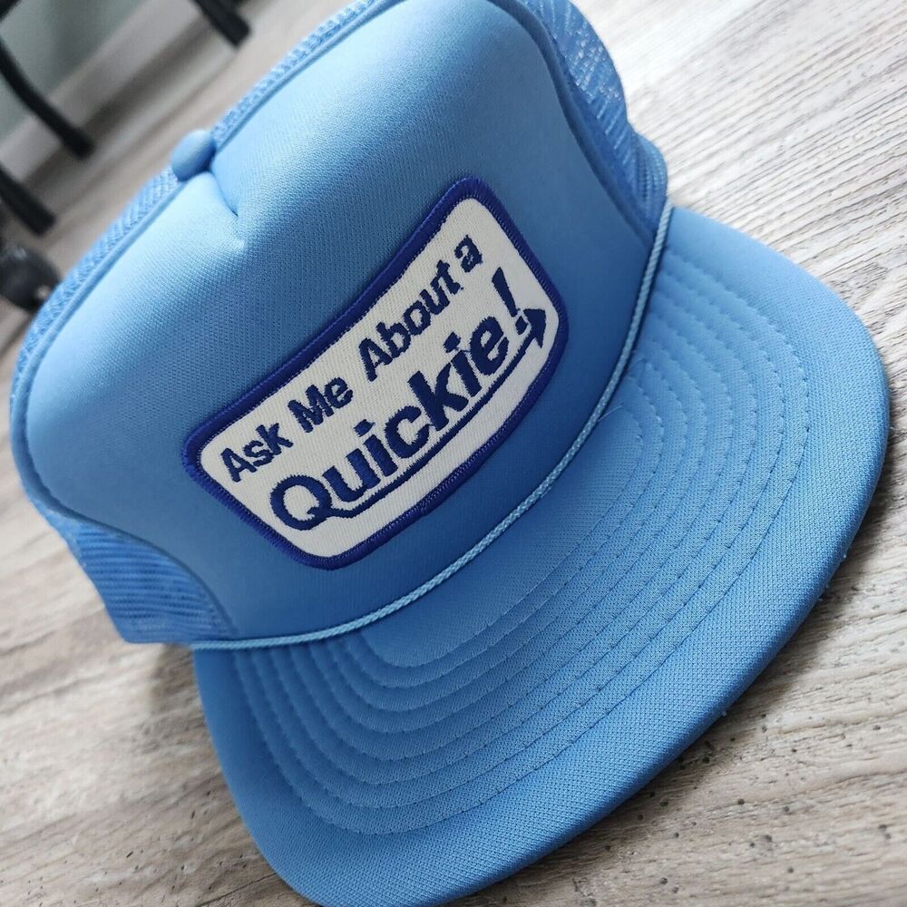 Vintage Trucker Patch Foam Mesh Hat Ask me about a QUICKIE Snapback Fun Gag Gift